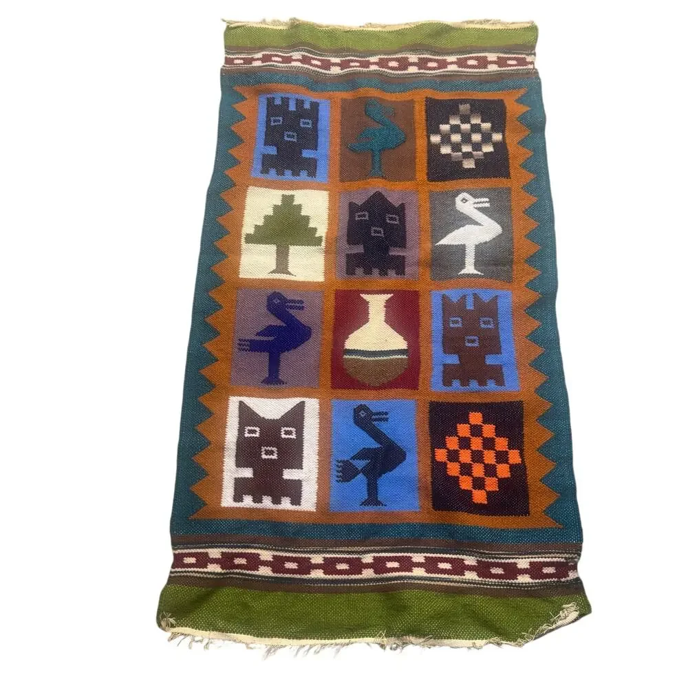Vintage Hand Made Wall Tapestry Woolen Woven Tapestry Size 25”X46” NEW